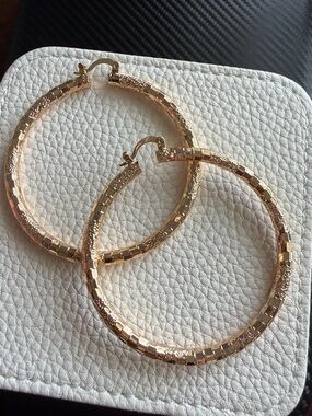 Gold- Filled Textured Hoop Earrings * NEW